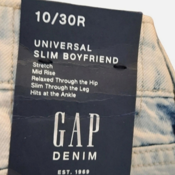 New Gap Universal Slim Boyfriend Stretch Jeans Women's Size 10 /30R Acid Wash - Picture 6 of 7
